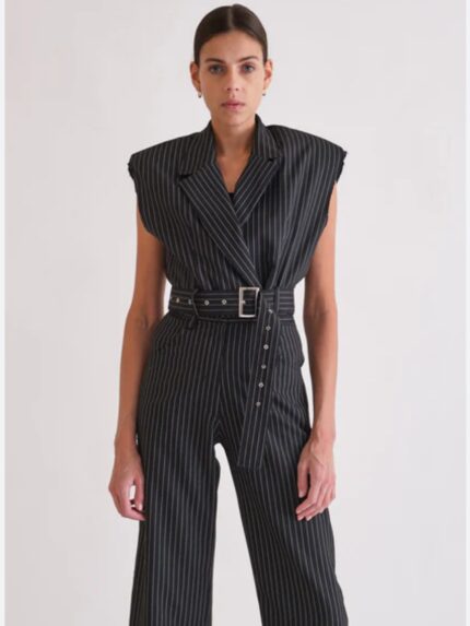 Комбинезон црн со бела рига