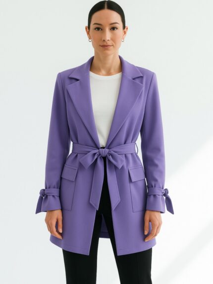 Еднобојно сако со колани