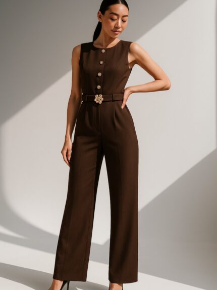 Еднобоен комбинезон со златни копчиња