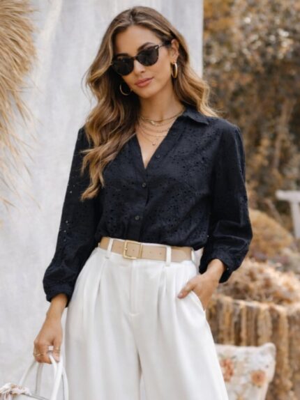 Еднобојна чипкана кошула